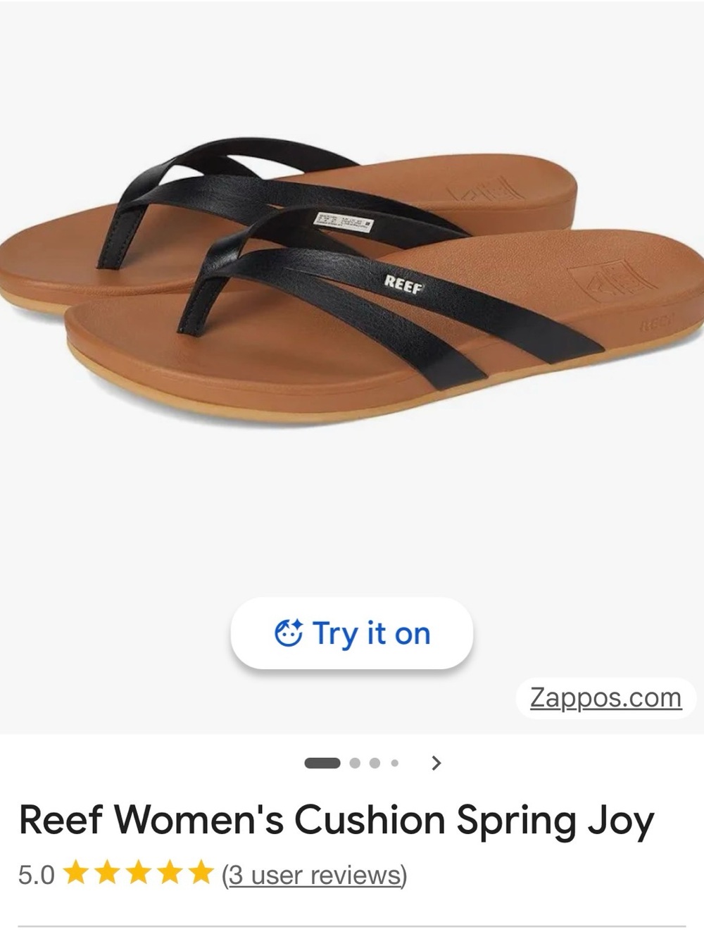 Reef Women's Cushion Flip Sandals in Black and Tan NWOT